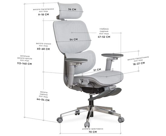 Офисное кресло Mealux D2 Air Plus Grey (HF-D2 Plus M/G), изображение 10 Офисное кресло Mealux D2 Air Plus Grey (HF-D2 Plus M/G), изображение 10