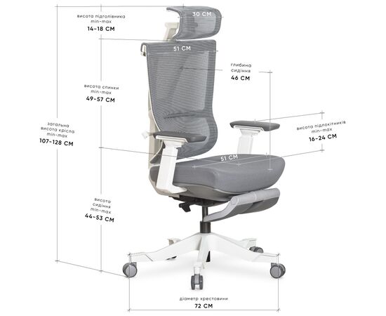 Офисное кресло Mealux S6 Air Fabric Grey White (HF-S6 F/ GW), изображение 10 Офисное кресло Mealux S6 Air Fabric Grey White (HF-S6 F/ GW), изображение 10