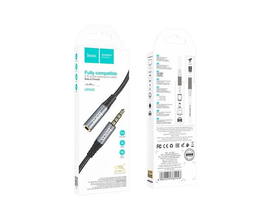 Кабель мультимедийный 3.5mm M to 3.5mm F 2.0m Gray HOCO (6931474762160), изображение 8 Кабель мультимедийный 3.5mm M to 3.5mm F 2.0m Gray HOCO (6931474762160), изображение 8