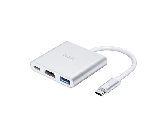 Концентратор HOCO USB-C to USB3.0+HDMI+PD HB14 Silver (6931474725790)