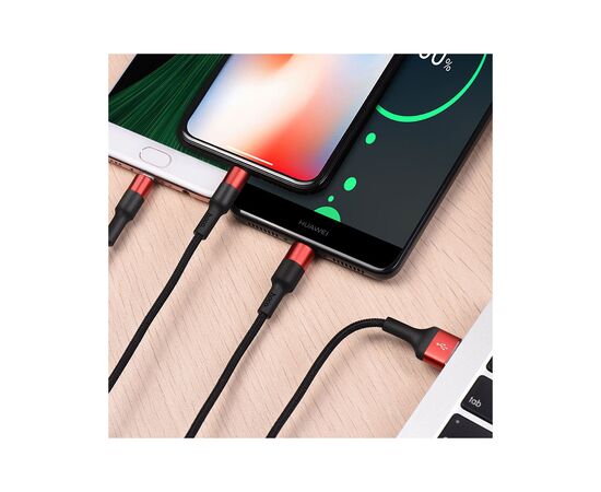 Дата кабель USB 2.0 AM to Lightning+Micro+USB-C 1.0m Xpress one X26 black+red HOCO (6957531080282), изображение 4 Дата кабель USB 2.0 AM to Lightning+Micro+USB-C 1.0m Xpress one X26 black+red HOCO (6957531080282), изображение 4