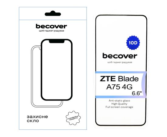 Стекло защитное BeCover ZTE Blade A75 4G 10D Black (713578)