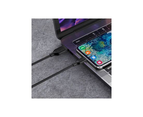 Дата кабель USB 2.0 AM to USB-C 1.0m 3A silicone BX42 black BOROFONE (6931474736765), изображение 4 Дата кабель USB 2.0 AM to USB-C 1.0m 3A silicone BX42 black BOROFONE (6931474736765), изображение 4