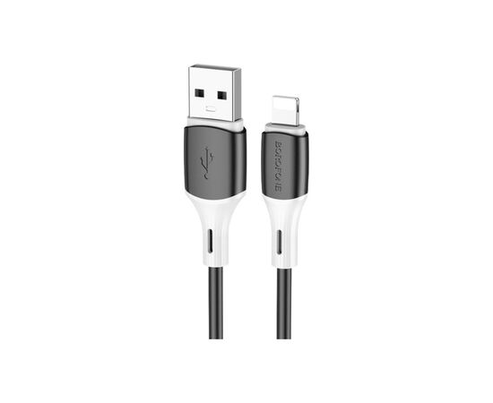 Дата кабель USB 2.0 AM to Lightning 1.0m 2.4A silicone BX79 black BOROFONE (6974443384741)