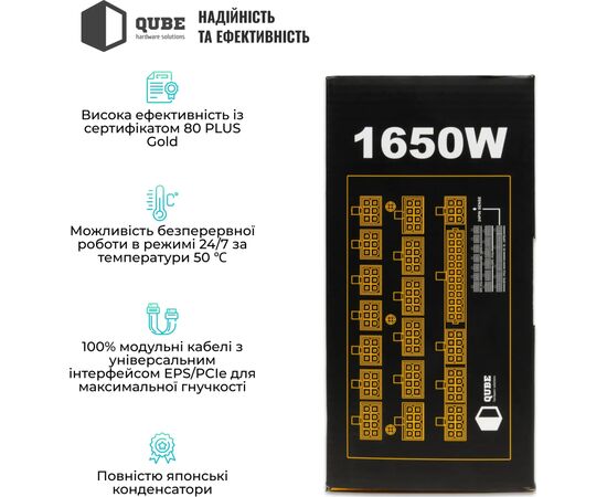 Блок питания Qube 1650W (QBF-HP1-1650GD-14C), изображение 4 Блок питания Qube 1650W (QBF-HP1-1650GD-14C), изображение 4