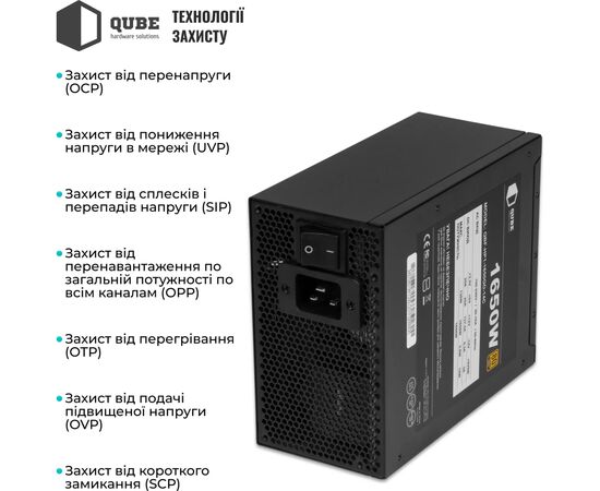 Блок питания Qube 1650W (QBF-HP1-1650GD-14C), изображение 5 Блок питания Qube 1650W (QBF-HP1-1650GD-14C), изображение 5