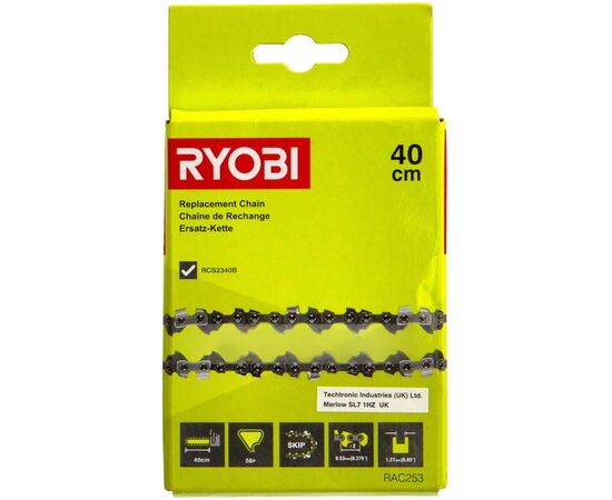 Цепь Ryobi для пилы RAC253 40см, 1.27мм, 3/8" (5132004345), изображение 2 Цепь Ryobi для пилы RAC253 40см, 1.27мм, 3/8" (5132004345), изображение 2