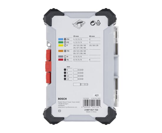 Набор бит Bosch Extra Hard Screwdriver Bit Set, 46шт, магнітний бітотримач, PH,PZ,T, SL, HEX, кейс (2.607.017.723), изображение 3
