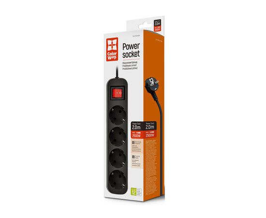 Сетевой фильтр питания ColorWay CW-PSEA42BK /2M black (CW-PSEA42BK), изображение 6 Сетевой фильтр питания ColorWay CW-PSEA42BK /2M black (CW-PSEA42BK), изображение 6