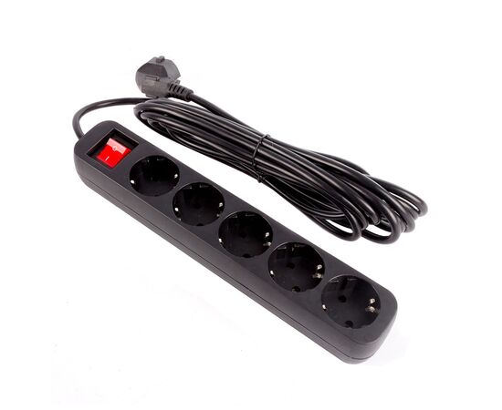 Сетевой фильтр питания ColorWay CW-PSEA55BK, 5 розеток/ 5M black (CW-PSEA55BK), изображение 4 Сетевой фильтр питания ColorWay CW-PSEA55BK, 5 розеток/ 5M black (CW-PSEA55BK), изображение 4