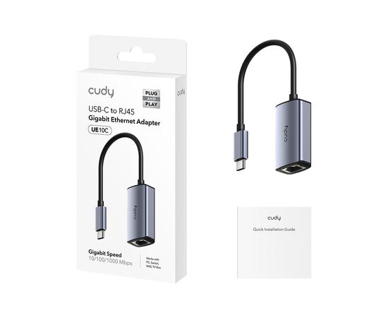 Адаптер USB 3.0 USB-C to RJ45 Ethernet 1000Mbps Cudy (UE10C), изображение 2 Адаптер USB 3.0 USB-C to RJ45 Ethernet 1000Mbps Cudy (UE10C), изображение 2