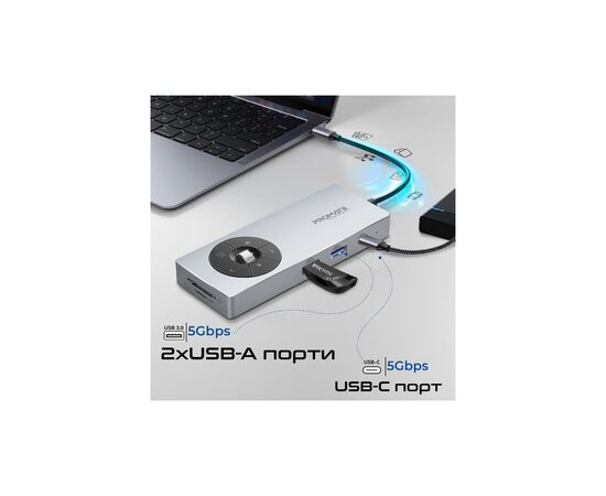 Концентратор Promate USB-C 14-in-1 Promate comandhub-pro (comandhub-pro), изображение 4 Концентратор Promate USB-C 14-in-1 Promate comandhub-pro (comandhub-pro), изображение 4