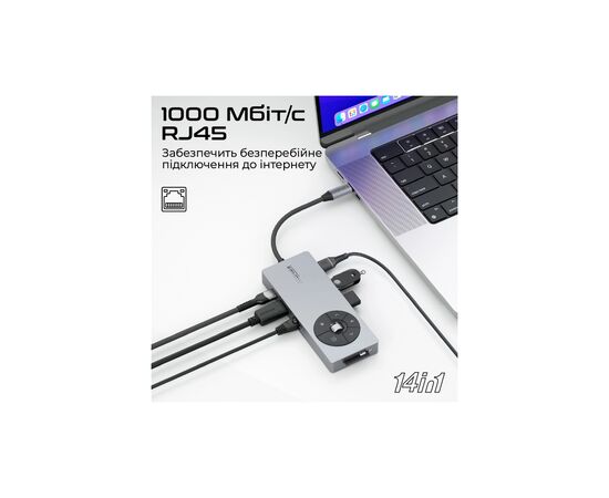 Концентратор Promate USB-C 14-in-1 Promate comandhub-pro (comandhub-pro), изображение 5 Концентратор Promate USB-C 14-in-1 Promate comandhub-pro (comandhub-pro), изображение 5