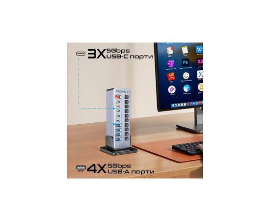 Концентратор Promate USB-C 14-in-1 Promate gegatower-60w (gegatower-60w), изображение 2 Концентратор Promate USB-C 14-in-1 Promate gegatower-60w (gegatower-60w), изображение 2