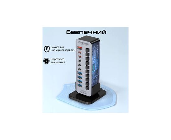 Концентратор Promate USB-C 14-in-1 Promate gegatower-60w (gegatower-60w), изображение 5 Концентратор Promate USB-C 14-in-1 Promate gegatower-60w (gegatower-60w), изображение 5