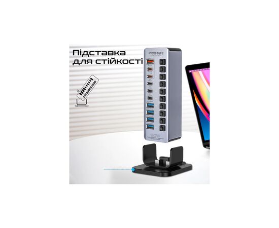 Концентратор Promate USB-C 14-in-1 Promate gegatower-60w (gegatower-60w), изображение 7 Концентратор Promate USB-C 14-in-1 Promate gegatower-60w (gegatower-60w), изображение 7