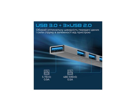 Концентратор Promate USB-C 4-in-1 порти Promate litehub-4.grey (litehub-4.grey), изображение 3 Концентратор Promate USB-C 4-in-1 порти Promate litehub-4.grey (litehub-4.grey), изображение 3