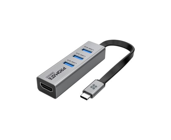 Концентратор Promate USB-C 4-in-1 порти Promate mediahub-c3.grey (mediahub-c3.grey)