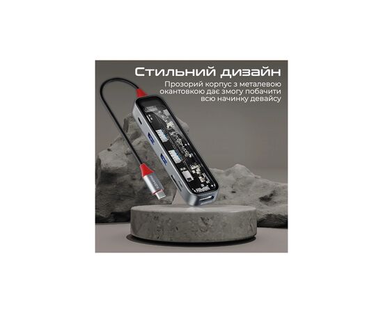Концентратор Promate USB-C 7-in-1 Promate transhub-lite (transhub-lite), изображение 7 Концентратор Promate USB-C 7-in-1 Promate transhub-lite (transhub-lite), изображение 7