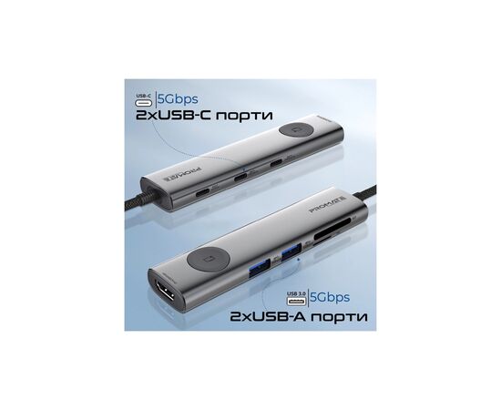 Концентратор Promate USB-C 9-in-1 Promate comandhub-lite (comandhub-lite), изображение 4 Концентратор Promate USB-C 9-in-1 Promate comandhub-lite (comandhub-lite), изображение 4