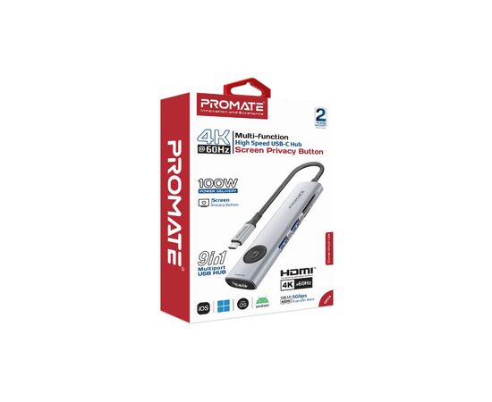 Концентратор Promate USB-C 9-in-1 Promate comandhub-lite (comandhub-lite), изображение 8 Концентратор Promate USB-C 9-in-1 Promate comandhub-lite (comandhub-lite), изображение 8