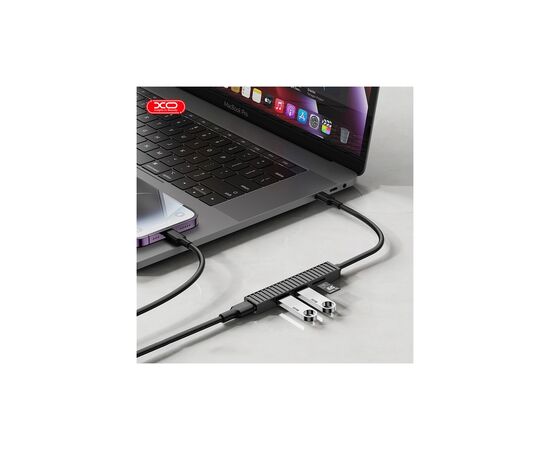 Концентратор XO USB-C 4-in-1 порти XO HUB014B.black (HUB014B.black), изображение 5 Концентратор XO USB-C 4-in-1 порти XO HUB014B.black (HUB014B.black), изображение 5