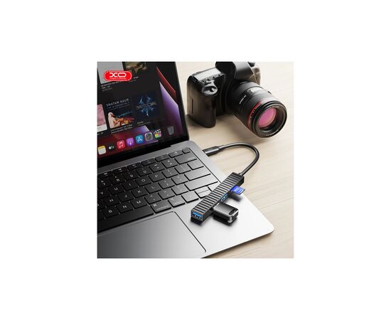 Концентратор XO USB-C 4-in-1 порти XO HUB014B.black (HUB014B.black), изображение 6 Концентратор XO USB-C 4-in-1 порти XO HUB014B.black (HUB014B.black), изображение 6