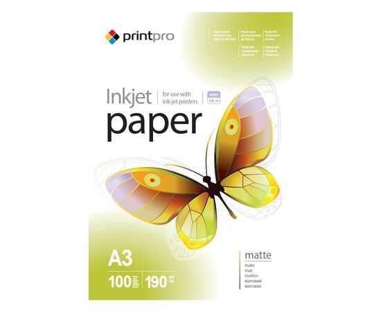 Фотопапір PrintPro A3 (PME190-100) CW 190g/m, matte (PME190100A3_OEM)