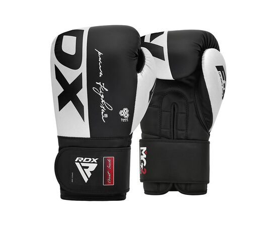 Боксерские перчатки RDX F4 Boxing Sparring Gloves Hook & Loop White/Black 12 унцій (BGR-F4B-12OZ), изображение 2 Боксерские перчатки RDX F4 Boxing Sparring Gloves Hook & Loop White/Black 12 унцій (BGR-F4B-12OZ), изображение 2