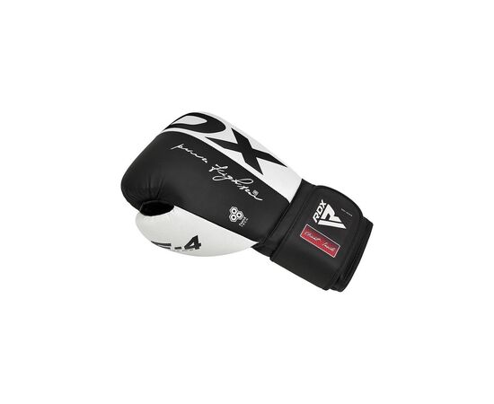 Боксерские перчатки RDX F4 Boxing Sparring Gloves Hook & Loop White/Black 14 унцій (BGR-F4B-14OZ), изображение 3 Боксерские перчатки RDX F4 Boxing Sparring Gloves Hook & Loop White/Black 14 унцій (BGR-F4B-14OZ), изображение 3
