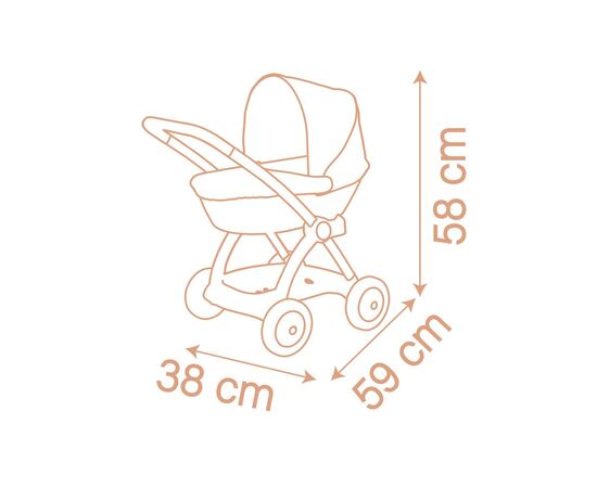 Коляска для кукол Smoby Baby Nurse Терракотовая пудра, люлька с корзиной, 18 мес + (7600254124), изображение 7 Коляска для кукол Smoby Baby Nurse Терракотовая пудра, люлька с корзиной, 18 мес + (7600254124), изображение 7