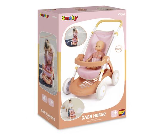 Коляска для кукол Smoby Baby Nurse Терракотовая пудра. Прогулка, с корзиной, 18 мес + (7600254024), изображение 2 Коляска для кукол Smoby Baby Nurse Терракотовая пудра. Прогулка, с корзиной, 18 мес + (7600254024), изображение 2