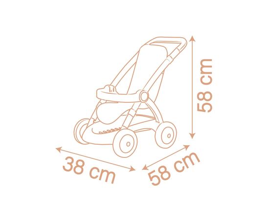 Коляска для кукол Smoby Baby Nurse Терракотовая пудра. Прогулка, с корзиной, 18 мес + (7600254024), изображение 6 Коляска для кукол Smoby Baby Nurse Терракотовая пудра. Прогулка, с корзиной, 18 мес + (7600254024), изображение 6