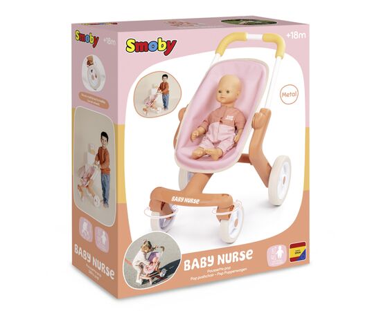 Коляска для кукол Smoby Baby Nurse Терракотовая пудра. Прогулка, с поворотными колесами, 18 мес + (7600251224), изображение 2 Коляска для кукол Smoby Baby Nurse Терракотовая пудра. Прогулка, с поворотными колесами, 18 мес + (7600251224), изображение 2