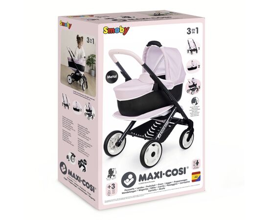Коляска для кукол Smoby Maxi-Cosi 3 в 1. розовая жемчужина со съемной люлькой, 55 x 39 x 64 см, 3+ (7600253121), изображение 2 Коляска для кукол Smoby Maxi-Cosi 3 в 1. розовая жемчужина со съемной люлькой, 55 x 39 x 64 см, 3+ (7600253121), изображение 2