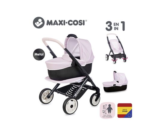 Коляска для кукол Smoby Maxi-Cosi 3 в 1. розовая жемчужина со съемной люлькой, 55 x 39 x 64 см, 3+ (7600253121), изображение 6 Коляска для кукол Smoby Maxi-Cosi 3 в 1. розовая жемчужина со съемной люлькой, 55 x 39 x 64 см, 3+ (7600253121), изображение 6