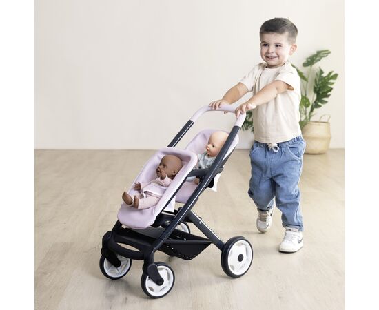 Коляска для кукол Smoby для двойни Maxi-Cosi Розовый жемчуг, 54 х 38, 5 х 64 см, 3+ (7600253221), изображение 3 Коляска для кукол Smoby для двойни Maxi-Cosi Розовый жемчуг, 54 х 38, 5 х 64 см, 3+ (7600253221), изображение 3