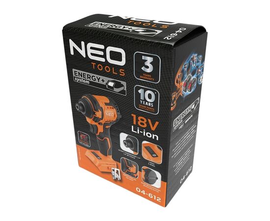 Гайковерт Neo Tools Energy+ 18V, бесщеточный, 3600об/мин, 300Нм, 1/4", 4 скорости (без АКБ и ЗУ) (04-612), изображение 9 Гайковерт Neo Tools Energy+ 18V, бесщеточный, 3600об/мин, 300Нм, 1/4", 4 скорости (без АКБ и ЗУ) (04-612), изображение 9