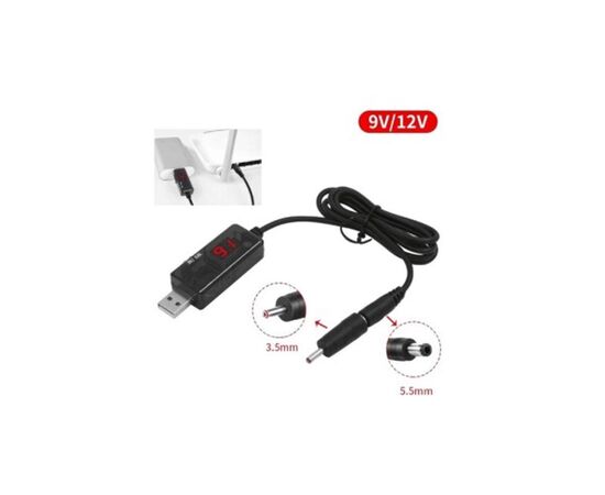 Кабель питания USB to DC 5.5x2.5mm + 3.5x1.35mm 9V-12V 0.8m 18W Kingda (KD-USB-DC9/12), изображение 3 Кабель питания USB to DC 5.5x2.5mm + 3.5x1.35mm 9V-12V 0.8m 18W Kingda (KD-USB-DC9/12), изображение 3