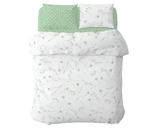 Постельное белье Home Line Васильки/горох зеленые на белом/белый на зеленом, бязь, полуторный (178708)