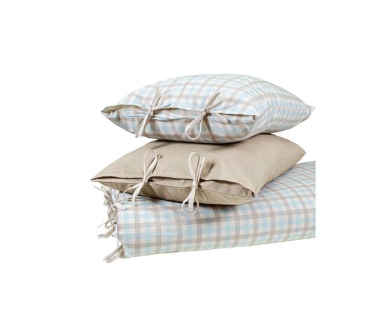 Постільна білизна Home Line Клітинка кухонна бежево-бірюзовий/бежевий, бязь, полуторний (184229), зображення 4 Постільна білизна Home Line Клітинка кухонна бежево-бірюзовий/бежевий, бязь, полуторний (184229), зображення 4