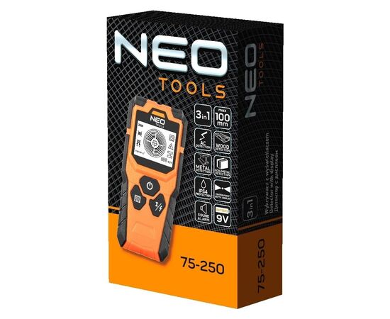Детектор строительный Neo Tools від 20 до 100мм, IP54, чохол, 0.164кг (75-250), изображение 6 Детектор строительный Neo Tools від 20 до 100мм, IP54, чохол, 0.164кг (75-250), изображение 6