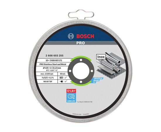 Круг відрізний Bosch Professional Stand по металу, 125х1.0х22.2мм, 10шт (2.608.603.255)