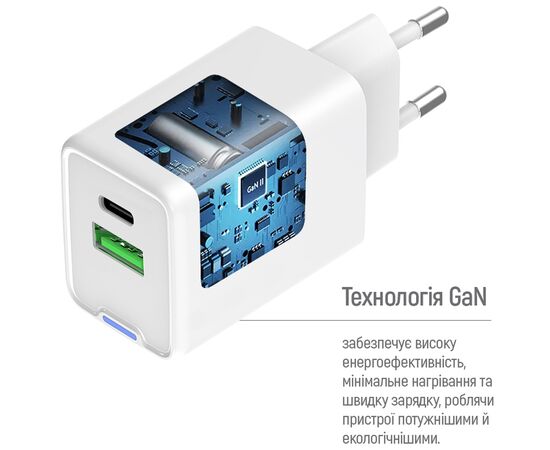 Зарядное устройство ColorWay C101A GaN Mini 20W PD PPS USB-C + USB-A QC4.0 + cable USB-C to USB-C black (CW-CHS062PDC-WT), изображение 8 Зарядное устройство ColorWay C101A GaN Mini 20W PD PPS USB-C + USB-A QC4.0 + cable USB-C to USB-C black (CW-CHS062PDC-WT), изображение 8