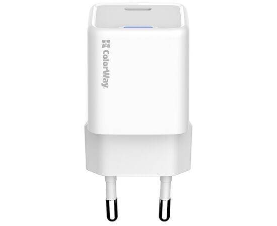 Зарядное устройство ColorWay C101C GaN Mini 20W PD PPS USB-C white (CW-CHS059PD-WT), изображение 3 Зарядное устройство ColorWay C101C GaN Mini 20W PD PPS USB-C white (CW-CHS059PD-WT), изображение 3