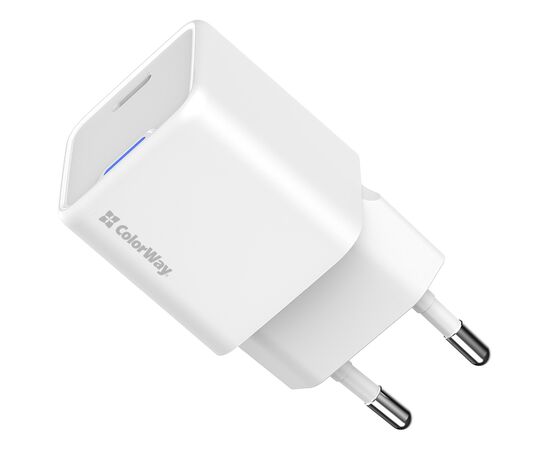 Зарядное устройство ColorWay C101C GaN Mini 20W PD PPS USB-C white (CW-CHS059PD-WT), изображение 4 Зарядное устройство ColorWay C101C GaN Mini 20W PD PPS USB-C white (CW-CHS059PD-WT), изображение 4