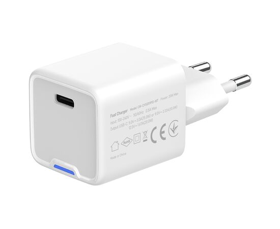 Зарядное устройство ColorWay C101C GaN Mini 20W PD PPS USB-C white (CW-CHS059PD-WT), изображение 5 Зарядное устройство ColorWay C101C GaN Mini 20W PD PPS USB-C white (CW-CHS059PD-WT), изображение 5