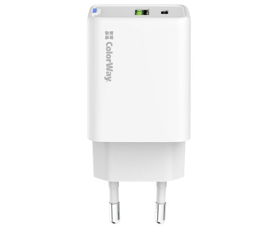 Зарядное устройство ColorWay C101E GaN Mini 45W PD PPS USB-C + USB-A QC4.0 white (CW-CHS060PD-WT), изображение 3 Зарядное устройство ColorWay C101E GaN Mini 45W PD PPS USB-C + USB-A QC4.0 white (CW-CHS060PD-WT), изображение 3