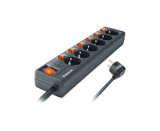 Сетевой фильтр питания REAL-EL RS-6 EXTRA 1.8m, black (EL122300001), изображение 6 Сетевой фильтр питания REAL-EL RS-6 EXTRA 1.8m, black (EL122300001), изображение 6