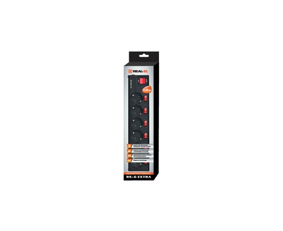 Сетевой фильтр питания REAL-EL RS-6 EXTRA 3m, black (EL122300002), изображение 2 Сетевой фильтр питания REAL-EL RS-6 EXTRA 3m, black (EL122300002), изображение 2